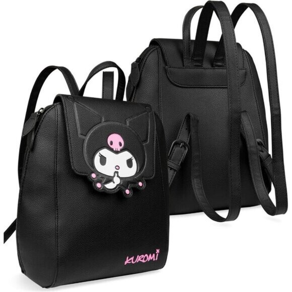 ⚡Women Teens Black Kuromi Mini PU Leather Adjustable Straps Kawaii Travel Bag - Picture 5 of 6